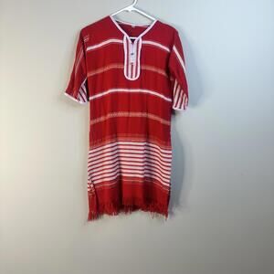 Vintage Red Embroidered Dress Women's Size 40 (L)‎